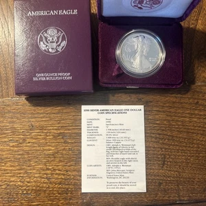 1990 S Silver American Eagle Proof One Dollar Coin In Original Packaging - Picture 1 of 8