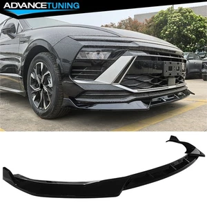 For 24-25 Hyundai Sonata IKON V1 Style 3PCS Front Bumper Lip Chin PP Gloss Black - Picture 1 of 7
