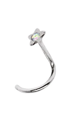 Piercing Gioielli Piercing Naso Borchie Spirale 0,8mm Stern con Zirconia IN 3mm - Immagine 1 di 2