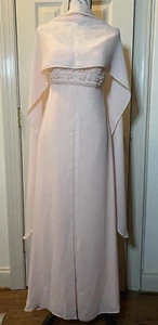 FAVIANA Women’s Blush Pink Bust Beaded Dress with Wrap Size 5/6 USA Vintage - Picture 1 of 12