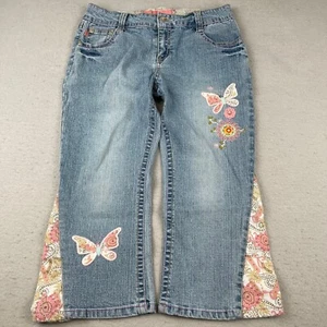 Vintage Y2K Bongo Jeans Damen JR XS (passt 27x19) blau Hippie Boho Capri Glockenboden - Bild 1 von 16