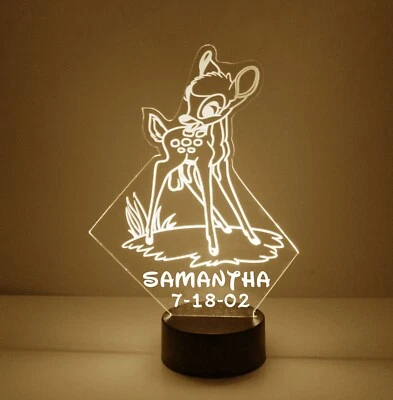 Baby Deer Night Light - Personalized FREE - NIGHT LIGHT LAMP. 16 Color w/Remote. - Image 1 of 4