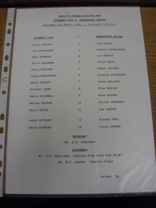05/03/1992 Coventry City Reserves v Manchester United Reserves (single sheet). - Picture 1 of 1