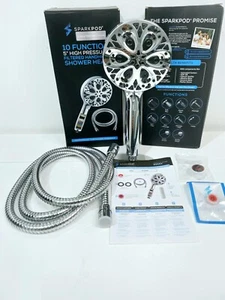 Shower Head Sparkpod Luxury Polished Chrome 10 Function Filtered With 6ft Hose - Picture 1 of 21