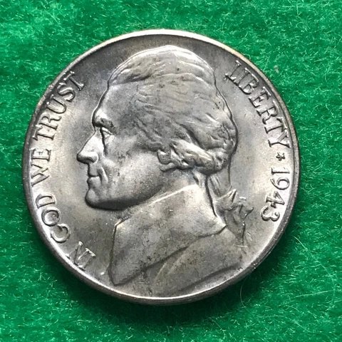 1943- D JEFFERSON WAR NICKEL. BRILLIANT UNCIRCULATED. ALMOST FULL STEPS Cover