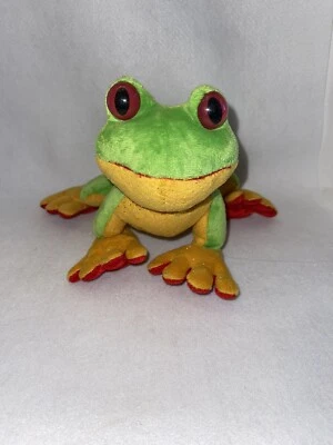 Ganz Webkinz Green Tree Frog HM109 Retired Yellow Green Red Used - Image 1 of 4