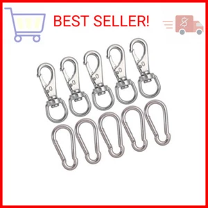 5pcs Stainless Steel Swivel Eye Snap Hook Flag Pole Clips,with 5pcs Snap Hook Ca - Picture 1 of 2