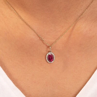 925 Sterling Silver Ruby Pendant, Casual Wear, Matching Pendant For Bridesmaid - Image 1 of 4