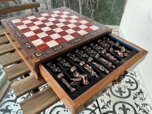 Chess Board with Storage Only Handmade Inlaid Solid Wood 15" β Gift Idea π - Picture 1 of 6