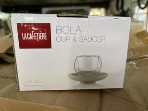 La Cafetière Bola Small Insulated Glass Espresso Coffee Cup and Saucer x2 - Picture 1 of 1