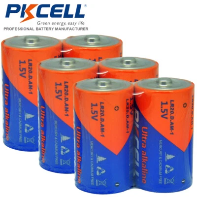 6Pcs LR20 E95 AM1 MN1300 1.5V Size D Alkaline Batteries for Portable Electronics - Image 1 of 4