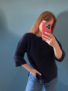 Malene Birger Minimal Chunky Knit Linen Cotton Oversized Short Sleeves Jumper XS - Picture 1 of 9