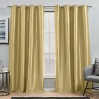 Exclusive Home Chatra Faux Silk Grommet Top Curtain Panel Pair, 54"x96", Gold