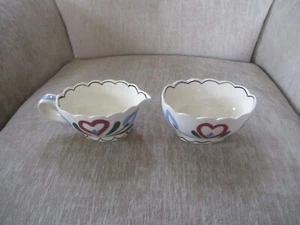 Cleminson's Pottery Hand Painted Sugar Bowl and Creamer Floral Design - Picture 1 of 20