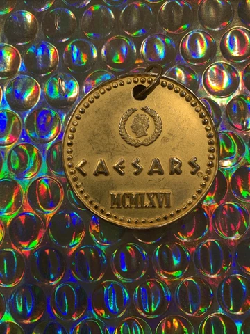 💎 1966 MCMLXVI Caesars Palace Keychain RARE 💎 Gold Color Lucky! Cover