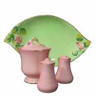 Lot Of Royal Winton Grimwades Pink Salt Pepper Shakers Sugar Bowl & Green Plate