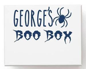 Personalised Name Vinyl Sticker Decal Label for Halloween Boo Box Container Gift - Picture 1 of 19