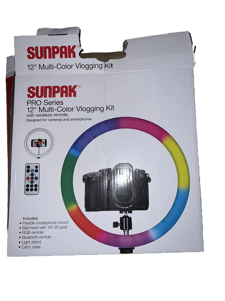 Pro Series Sunpak 12" Multi-color  Vlogging Kit (ring Light) Wireless Remote - Image 1 of 1