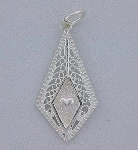 Pure Sterling Silver .925 Filigree Heart Pendant EBS3750 - Picture 1 of 1