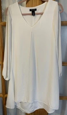 WHBM White Layered Dress Sz 00 Slit Sleeve Feminine Fairy Minimalist Party - Image 1 of 4