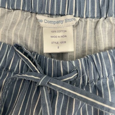Pantalones THE COMPANY STORE 100 % Algodón Puños Azul Rayas Cordón Talla Pequeña Foto 1 de 4