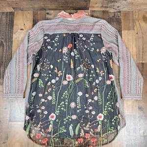 Tunica Dintorni Morbidi Elena Topper Boho Ricamata Floreale Maglia Velluto 1X XL - Foto 1 di 12
