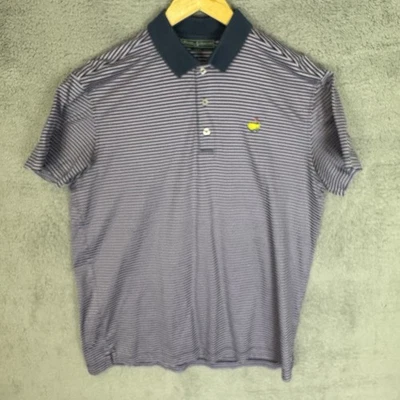 Camisa polo de golf Masters Collection para hombre M púrpura a rayas algodón manga corta Foto 1 de 4