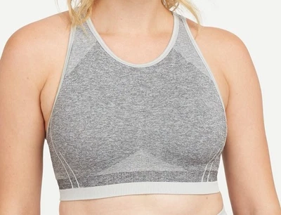 Nuevo con etiquetas Sujetador deportivo Spanx para mujer Spacedye gris nublado sin costuras esculpido acolchado grande Foto 1 de 4