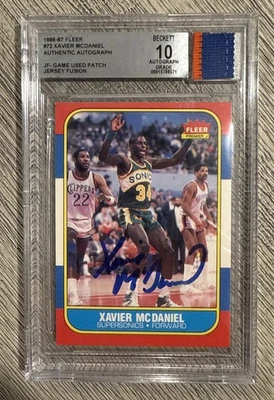 Camiseta Fleer Basketball #72 1986 Xavier McDaniel Fusion BGS 10 parche automático Gu ~~ Foto 1 de 2