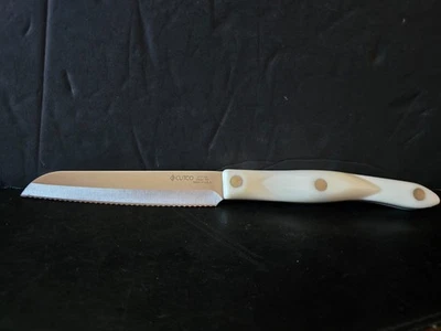 CUTCO 3721 KK Santoku Style Trimmer Serrated Knife Pearl White Handle - Image 1 of 4