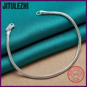 925 Sterling Silver Bracelet For Men 1pc Stylish 3mm 925 Silver Men's Chain - Picture 1 of 23