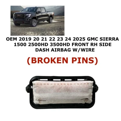 GMC Sierra 1500-3500HD 2019-2025 airbag de tablero derecho con cable (roto) Foto 1 de 4