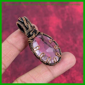 Thanks Giving Day Deal Pink Kunzite Stone Copper Wire Wrapped Pendant Jewelry - Picture 1 of 6