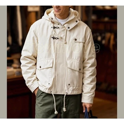 Winter Mens Workwear Hooded Cotton Jacket Multi Pocket Retro Thick Cotton Jacket - Image 1 of 4