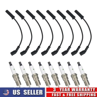 8mm Wireset + 8 Spark Plug 41-962 for Chevy Silverado 1500 GMC Sierra V8 US - Image 1 of 4