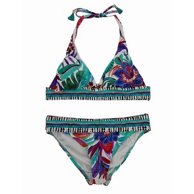 La Blanca Tropez Halter Bikini Size 6 Tropical Floral Print Two Piece Swimsuit - Image 1 of 4