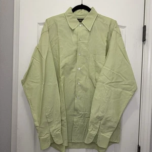 Ermenegildo Zegna Dress Shirt Mens XL Green Striped Long Sleeve Button Up - Picture 1 of 5