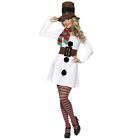 Women's White Miss Snowman Christmas Theme Party Dress Belt Hat Scarf Costume