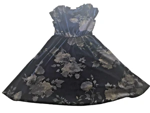 Speechless Velvet Girls Fit & Flare Dress Size XL Cap Sleeve Blue Floral Belted - Picture 1 of 10