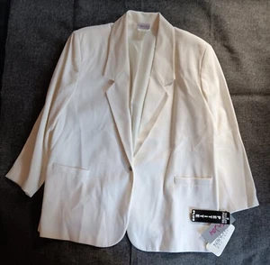 Blazer New Tan Jay 22W Ivory Jacket 1 Button Lined Office Core - Picture 1 of 7