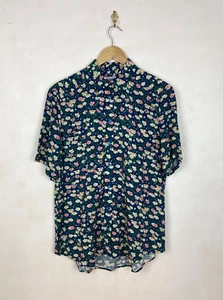 Camisa Blusa James Meade Para Mujer Talla 14 Azul Floral Patrón Margarita Informal - Imagen 1 de 7