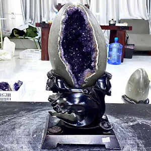 14.85LB High quality Natural Amethyst geode quartz crystal Dinosaur egg heal - Picture 1 of 12