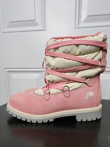 Women's Timberland Boots Pink Leather Waterproof Size 5.5