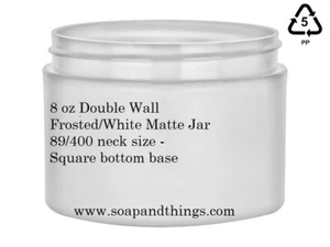 8 oz FROSTED/White DOUBLE WALL Jar 89/400 w/ CHOICE of caps - 24 jars & 24 lids - Picture 1 of 6