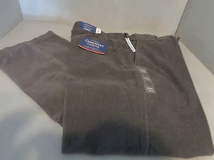 34x32 Mens Croft and Barrow Gray Comfort Flat Front Corduroy Pants New! NWT! - Picture 1 of 2