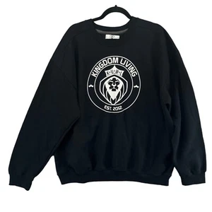 Kingdom Living Lion Sudadera Para Hombre Negro Blanco Manga Larga Pullover Talla XL - Imagen 1 de 8