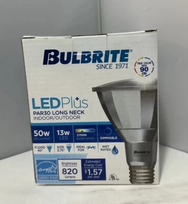 BULBRITE LED PLUS LIGHT BULB PAR30 LONG NECK INDOOR/OUTDOOR 13W WARM WHITE - Image 1 of 3