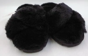 Secret Treasures Womens Ladies Black Fuzzy Fur Slide Slipper Shoes Size S 5-6 - Picture 1 of 8