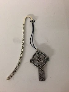 Celtic Cross R142 English Pewter Charm on a Pattern Bookmark With Cord - Picture 1 of 1