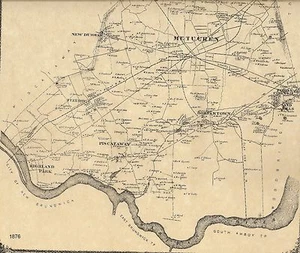 Metuchen Edison Highland Park Menlo Park  NJ 1876 Maps w/ Homeowners Names Shown - Picture 1 of 4